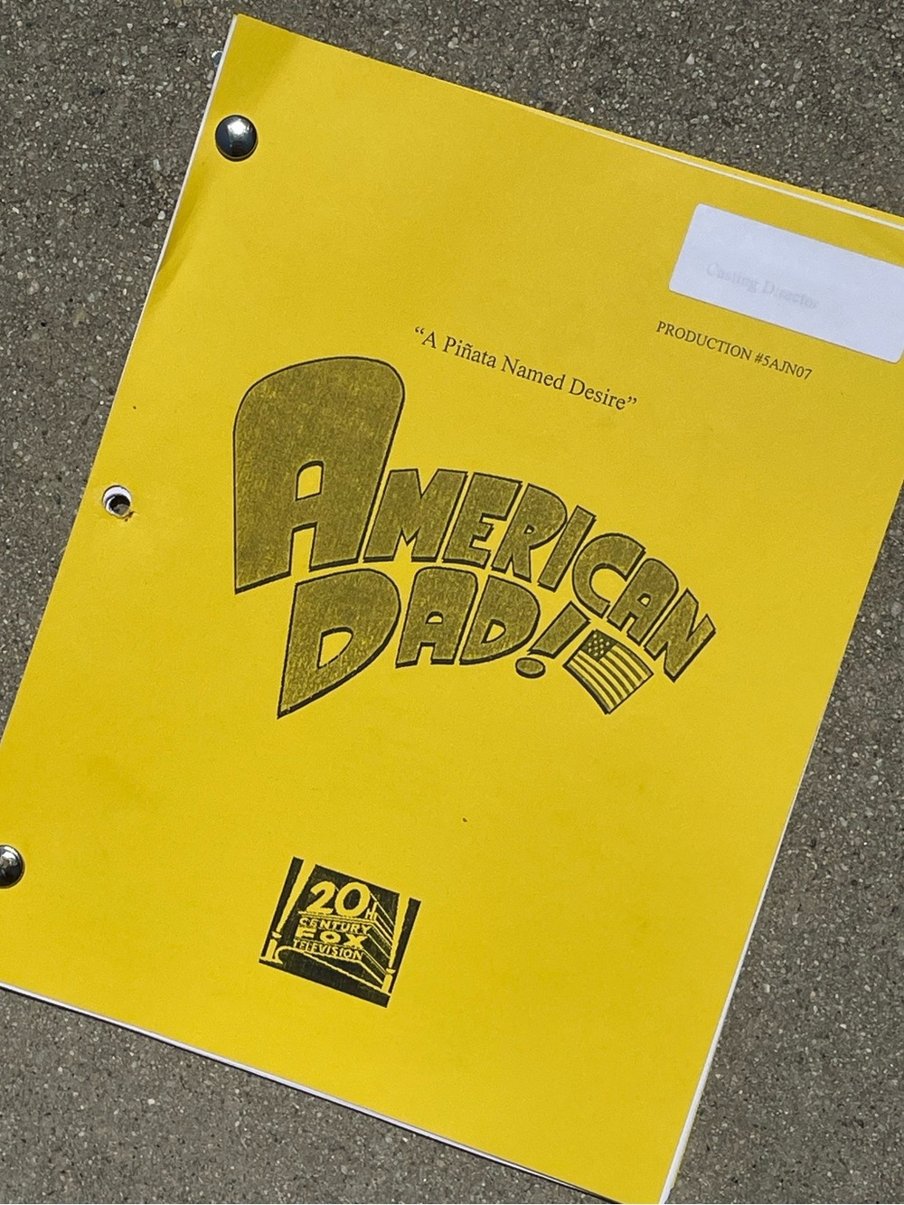 American Dad 2009 Production Used Table Draft Script A Piñata Named Desire KROLL